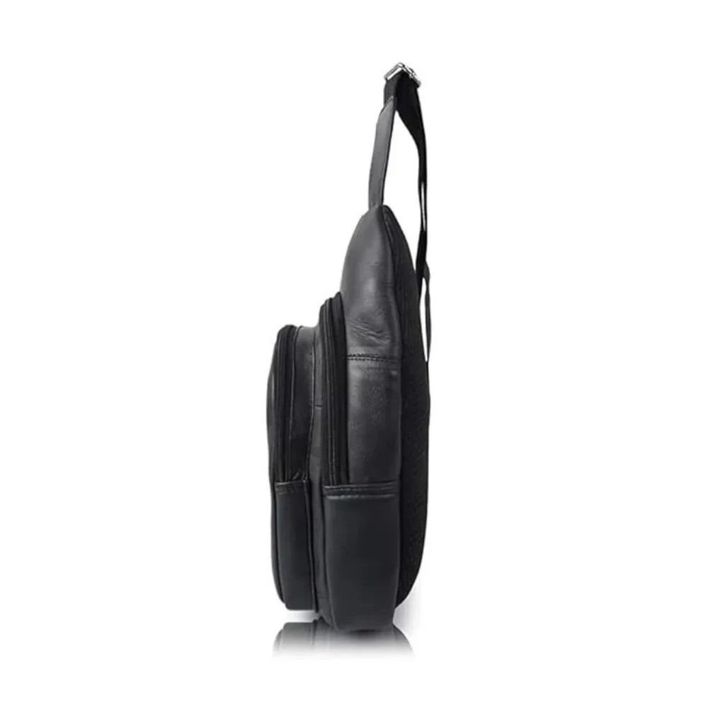 Black Leather Chest Bag
